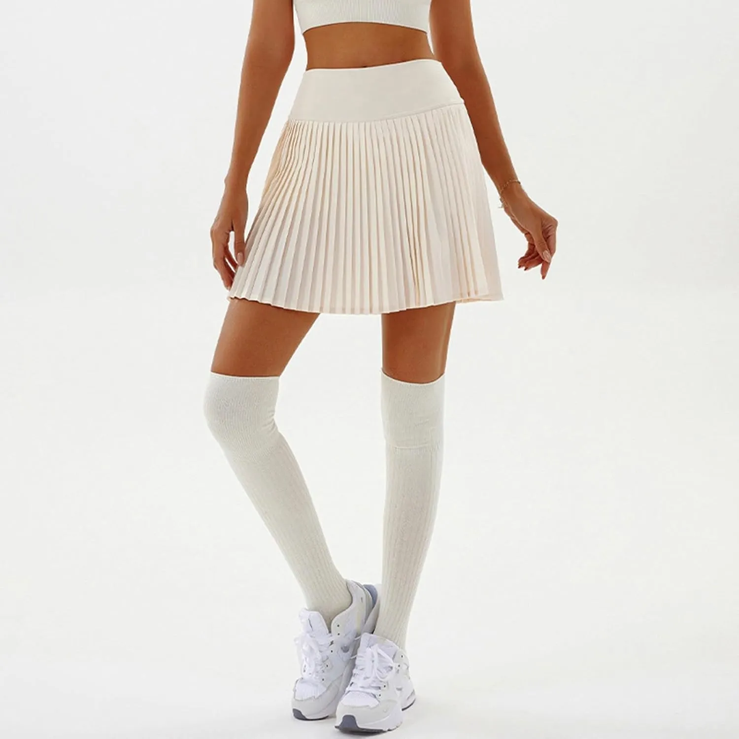 2 in 1 Tennis Skorts for Women Pleated Athletic Skirts with Shorts Pockets High Waist Running Workout Golf Skirt
