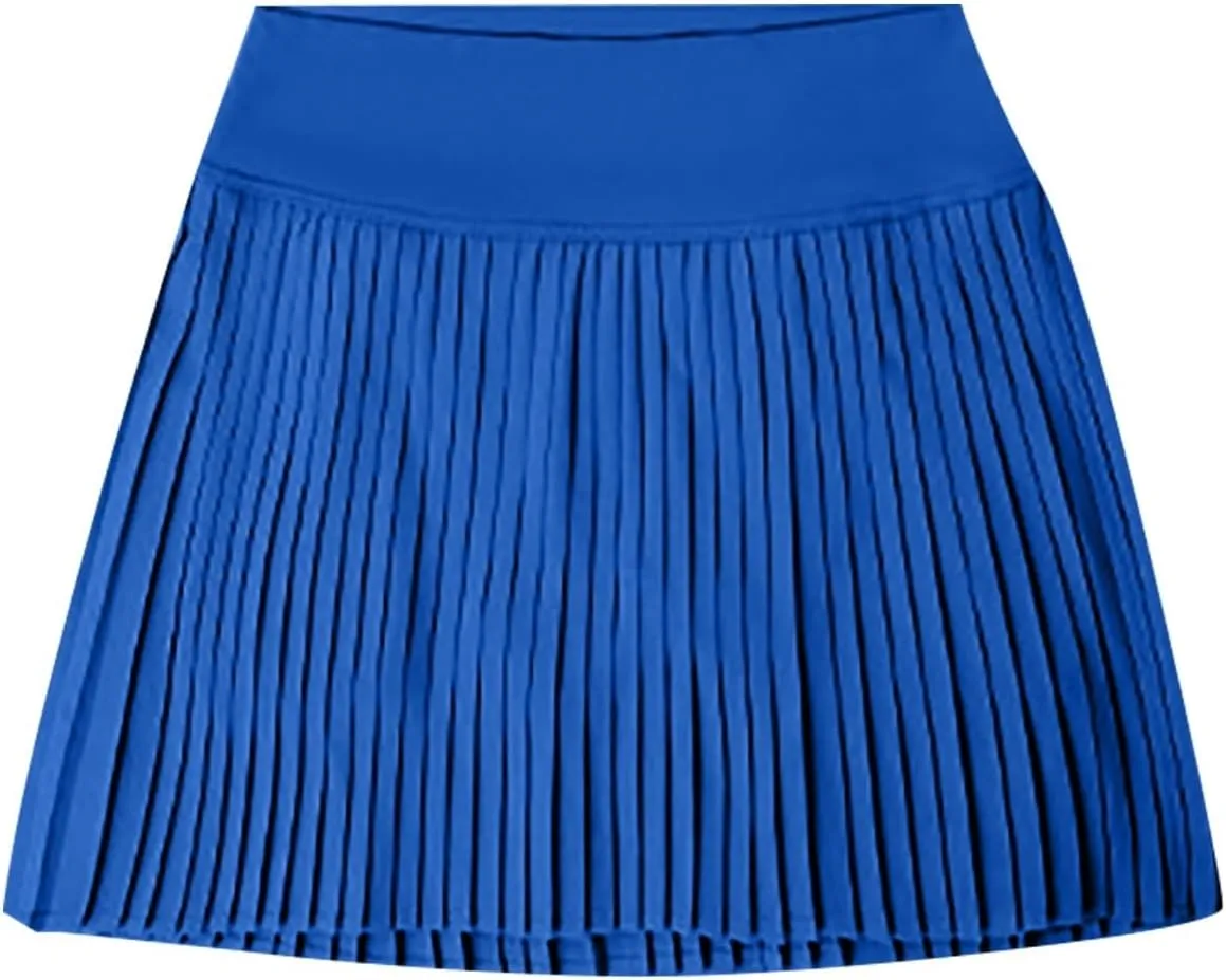 2 in 1 Tennis Skorts for Women Pleated Athletic Skirts with Shorts Pockets High Waist Running Workout Golf Skirt