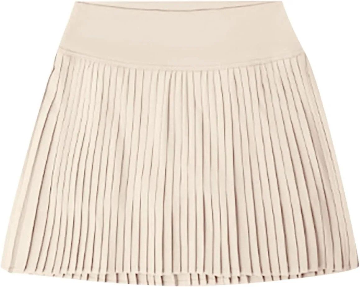 2 in 1 Tennis Skorts for Women Pleated Athletic Skirts with Shorts Pockets High Waist Running Workout Golf Skirt