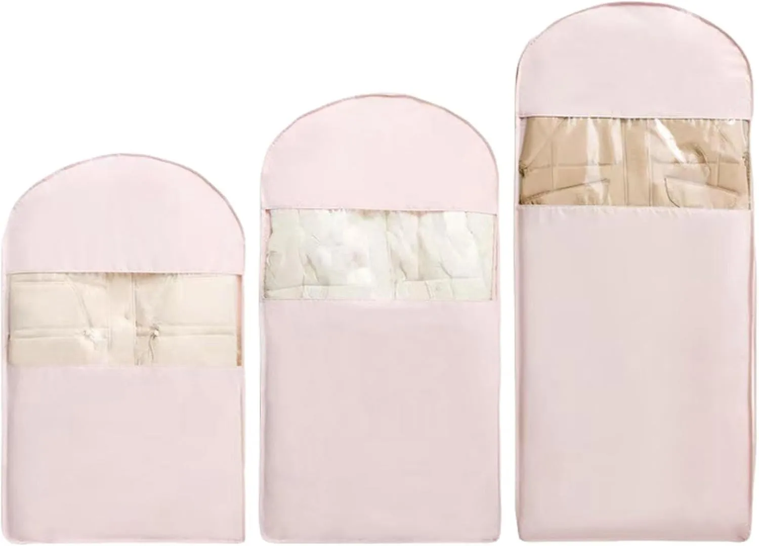 2025 Space Saving Hanging Garment Bag with Self Compression Zipper, Clothes Dust Covers, Protects Clothes from Wrinkles Pink