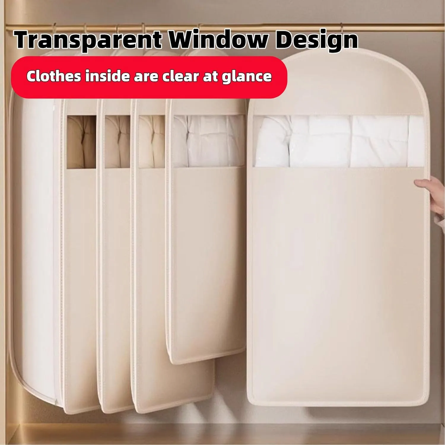 2025 Space Saving Hanging Garment Bag With Self Compression Zipper&Adjustable Clothes Hanger, Compress By 40%, Visual Window, Protect Your Clothes From Wrinkles,Dust,Pet Hair&Moisture (Pink,M)