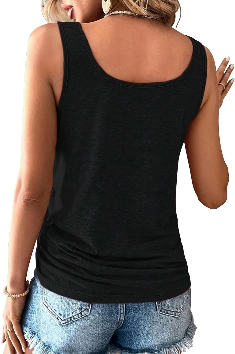 3 Pack Women Tank Tops U Neck Summer Casual Sleeveless Loose Button Casual Henley Shirts