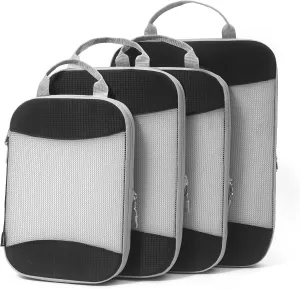 4 Packs Compression Packing Cubes for Travel, Luggage Organizer Bags, Carry on Suitcase Cubes, Travel Essentials