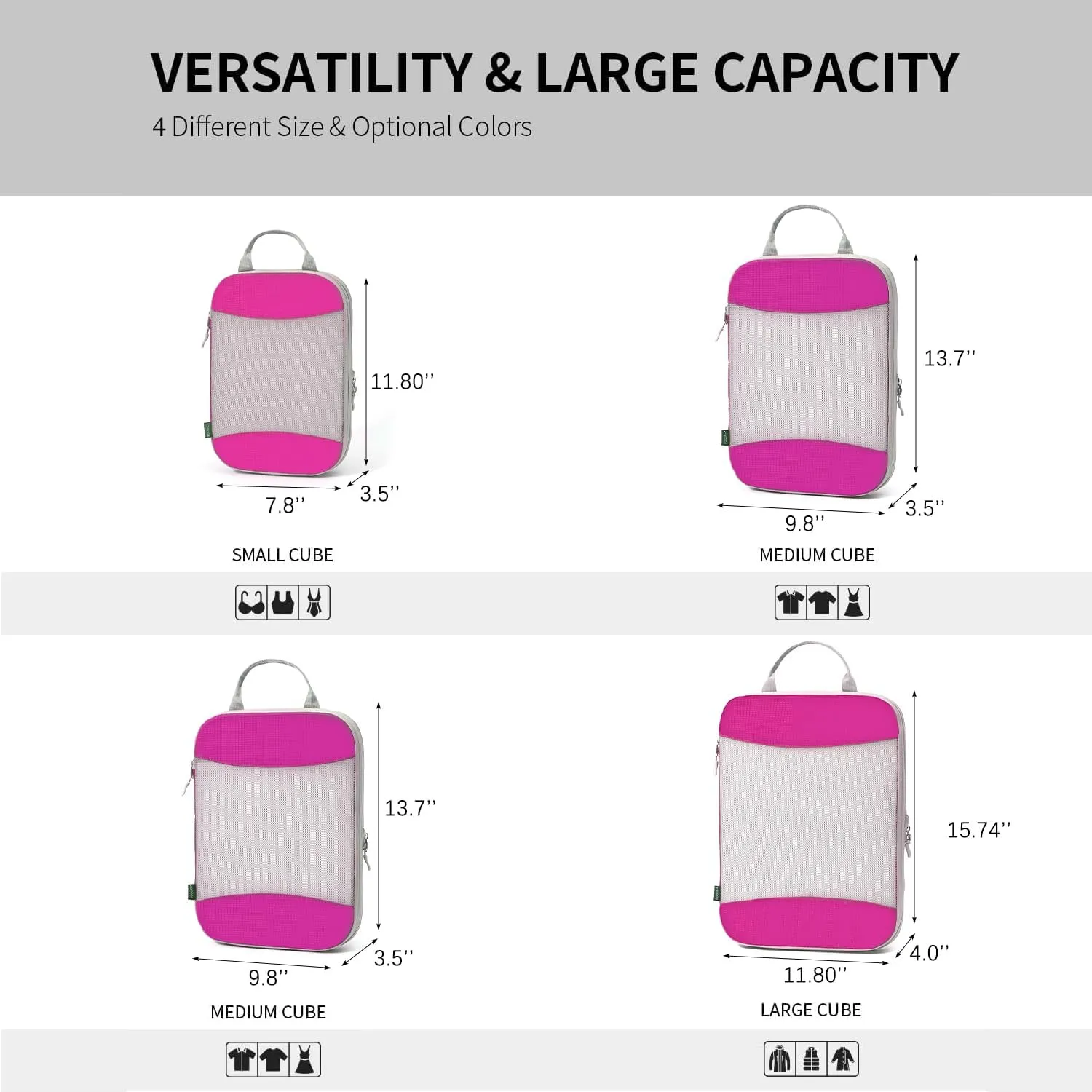 4 Packs Compression Packing Cubes for Travel, Luggage Organizer Bags, Carry on Suitcase Cubes, Travel Essentials