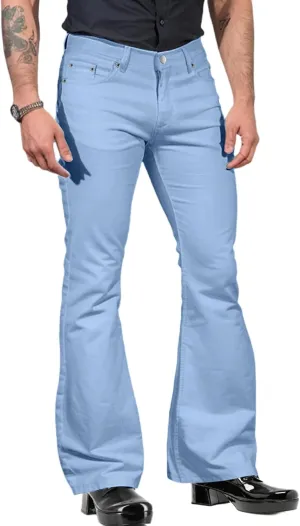 70s Disco Pants for Men Vintage Flare Pants Bell Bottom Jean Slim Fit Casual Trouser Lightweight Business Work Pant