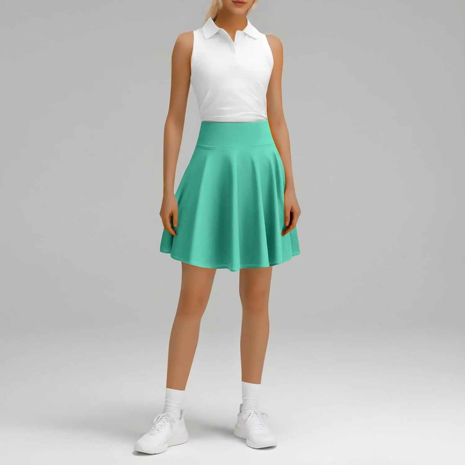 A Line Midi Skirt for Women Versatile 45CM Pleated Half Skirt Fashionable Flared Dress Skirt Non See ThroughDesign