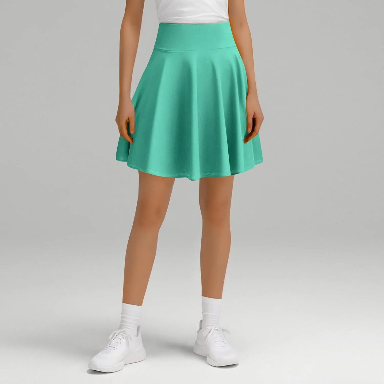 A Line Midi Skirt for Women Versatile 45CM Pleated Half Skirt Fashionable Flared Dress Skirt Non See ThroughDesign