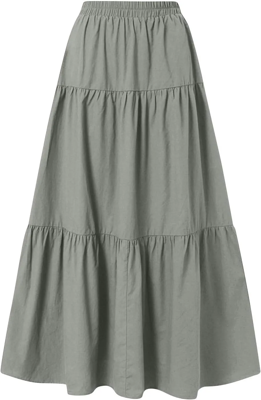 ADHOWBEW Skirts for Women Midi Length Sexy Trendy Flowy Casual Cotton Smocked Bohemian High Waist Skirts