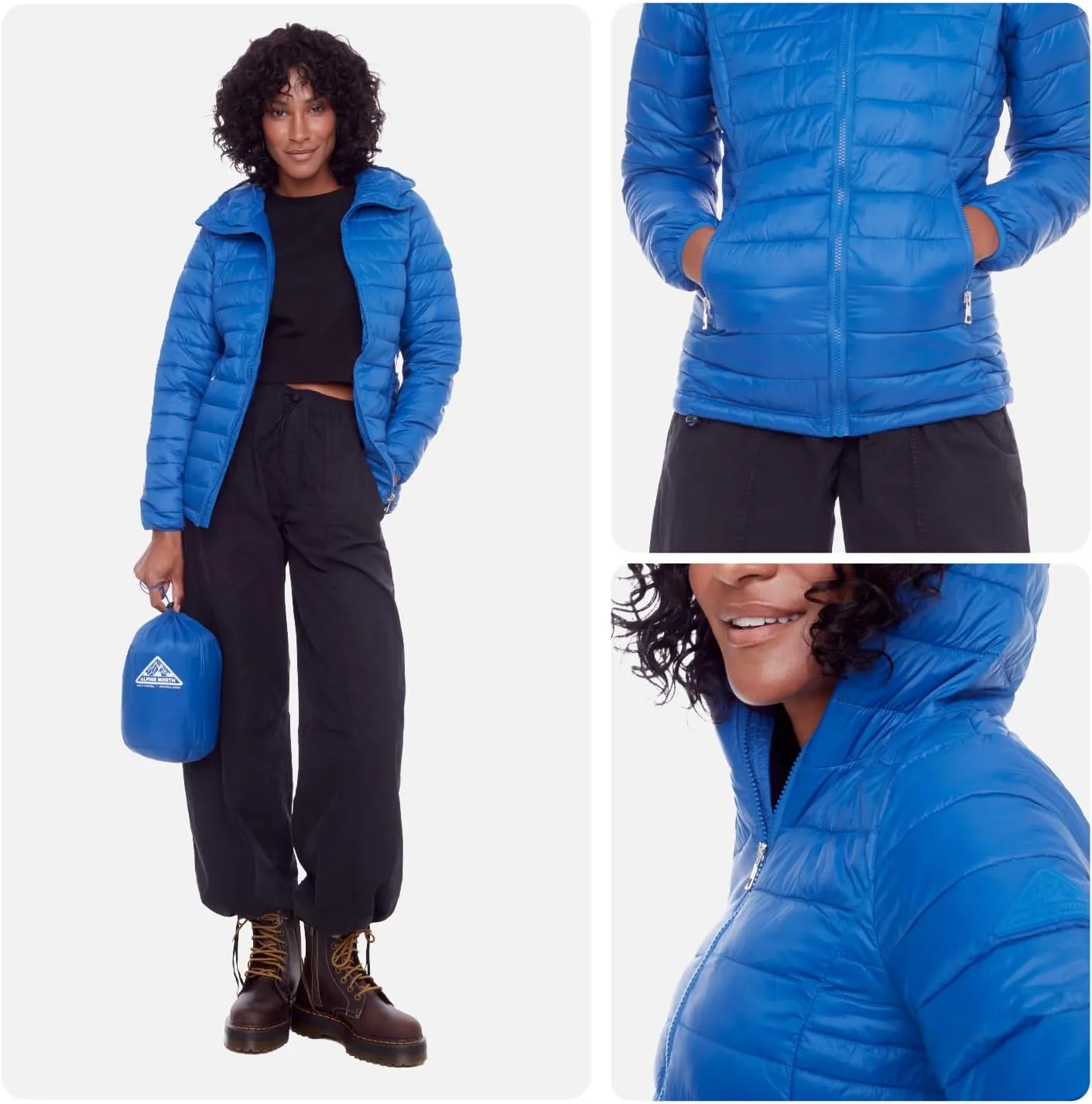 ALPINE NORTH Yoho Womens Vegan Down Packable Puffer-Lightweight, Weather-Resistant Jacket With Hood For Women with Carry Bag