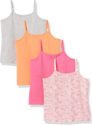 Amazon Essentials Girls and Toddlers' Shelf Layering Camisole, Pack of 4