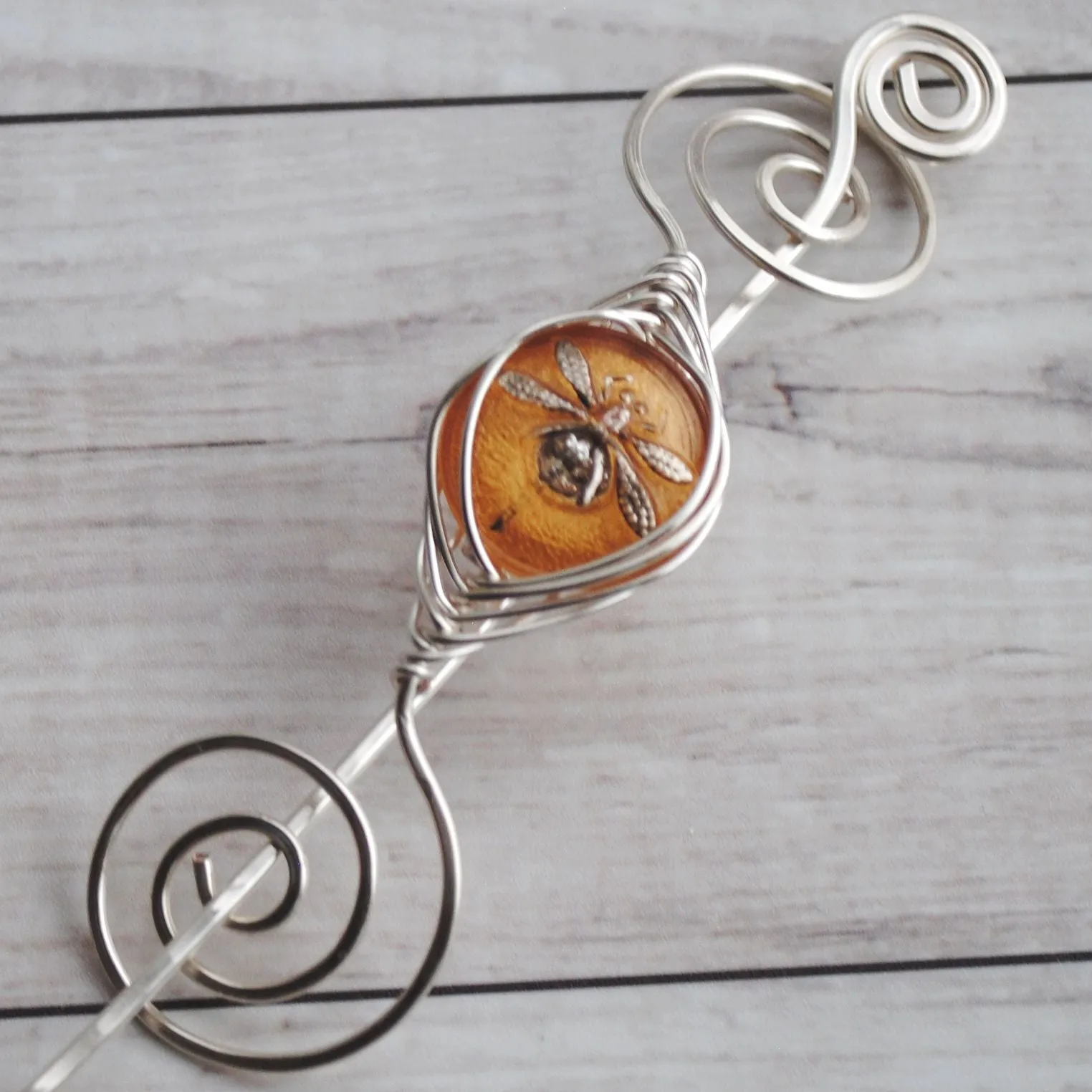 Amber Dragonfly Shawl Pin- Noteworthy Czech Glass - Limited Edition