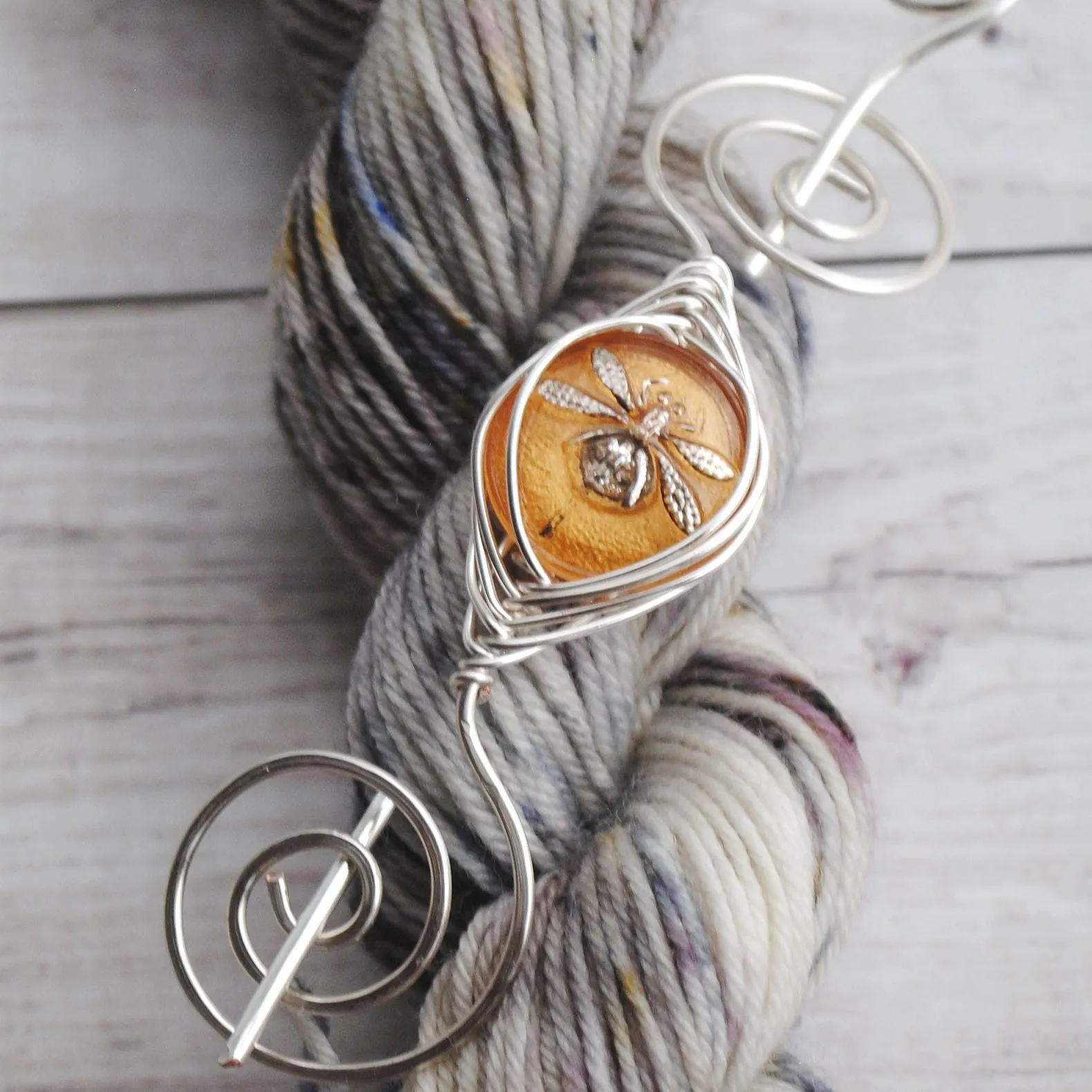 Amber Dragonfly Shawl Pin- Noteworthy Czech Glass - Limited Edition