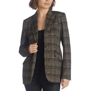 ANNE KLEIN - Long Peak Plaid Lapel Jacket