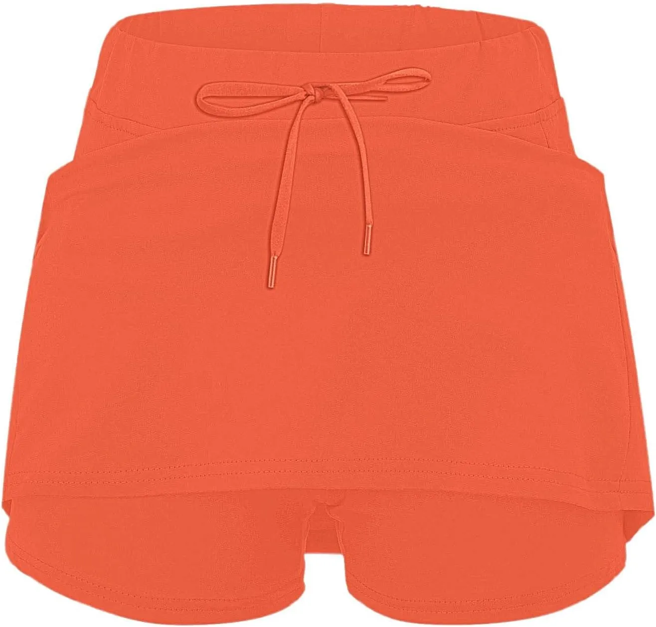 Athletic Skorts for Woman Elastic Hight Waist Drawstring Tennis Golf Skirt with Pockets Solid Color Yoga Shorts