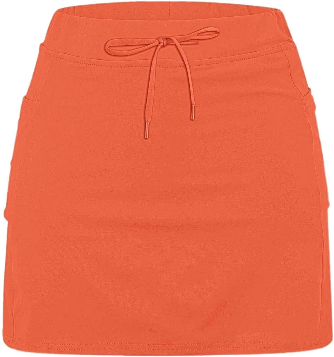 Athletic Skorts for Woman Elastic Hight Waist Drawstring Tennis Golf Skirt with Pockets Solid Color Yoga Shorts