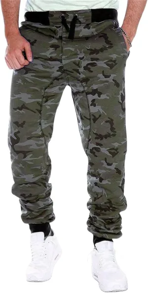 Athletic Sweatpants for Men Camo Joggers Pants Slim Fit Work Hiking Pants Sport Stretch Trousers for Running Outdoor