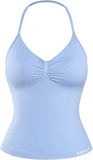 AUROLA Influence Longline Strappy Top Workout Tank Tops for Women Built in Shelf Bras, Impact Gym Sports Bra