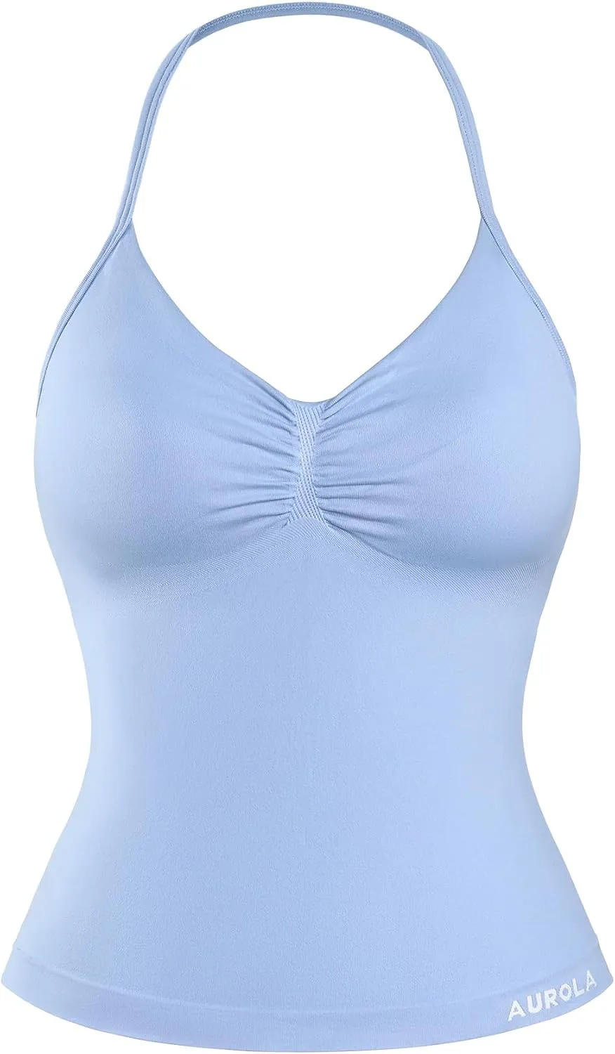 AUROLA Influence Longline Strappy Top Workout Tank Tops for Women Built in Shelf Bras, Impact Gym Sports Bra