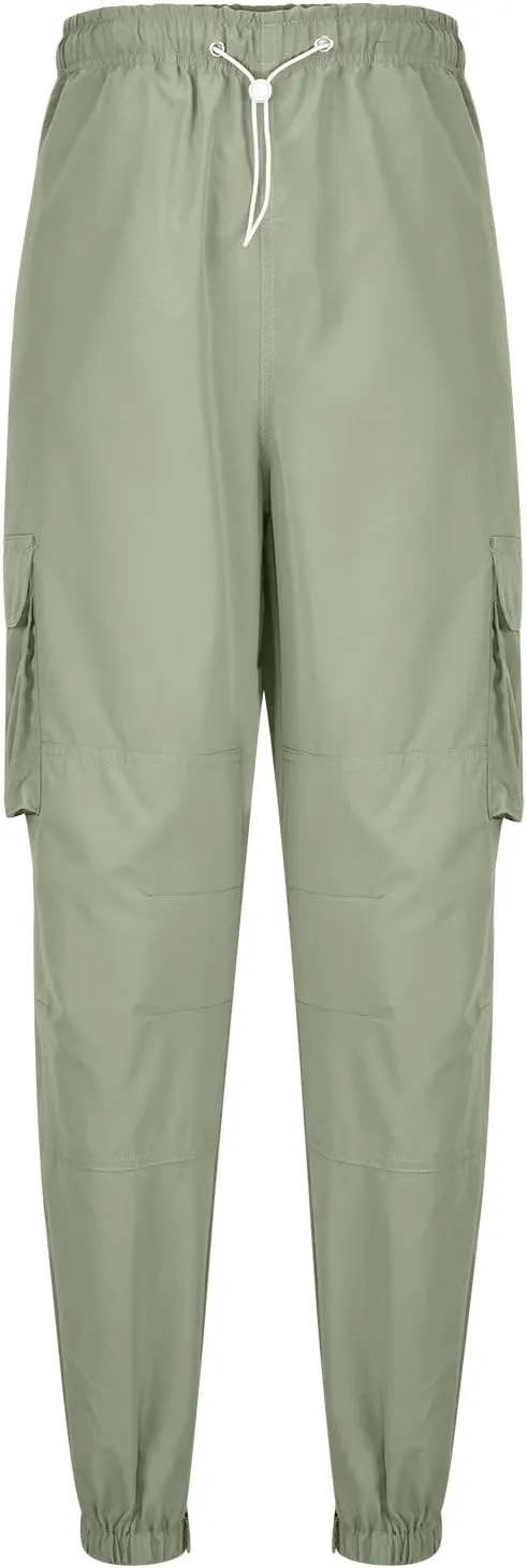 Aymnlox Cargo Pants for Men Baggy Big and Tall Linen Drawstring Sweatpants Casual Hiking Jogger Athletic Straight Pant Pocket