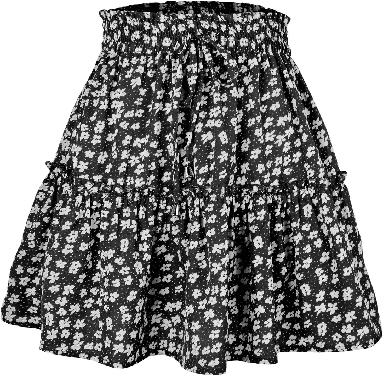 Beach Vacation Clothes for Women Summer Loose Casual Trendy Elastic Waist Floral Print Boho Mini Skirts, S-XL