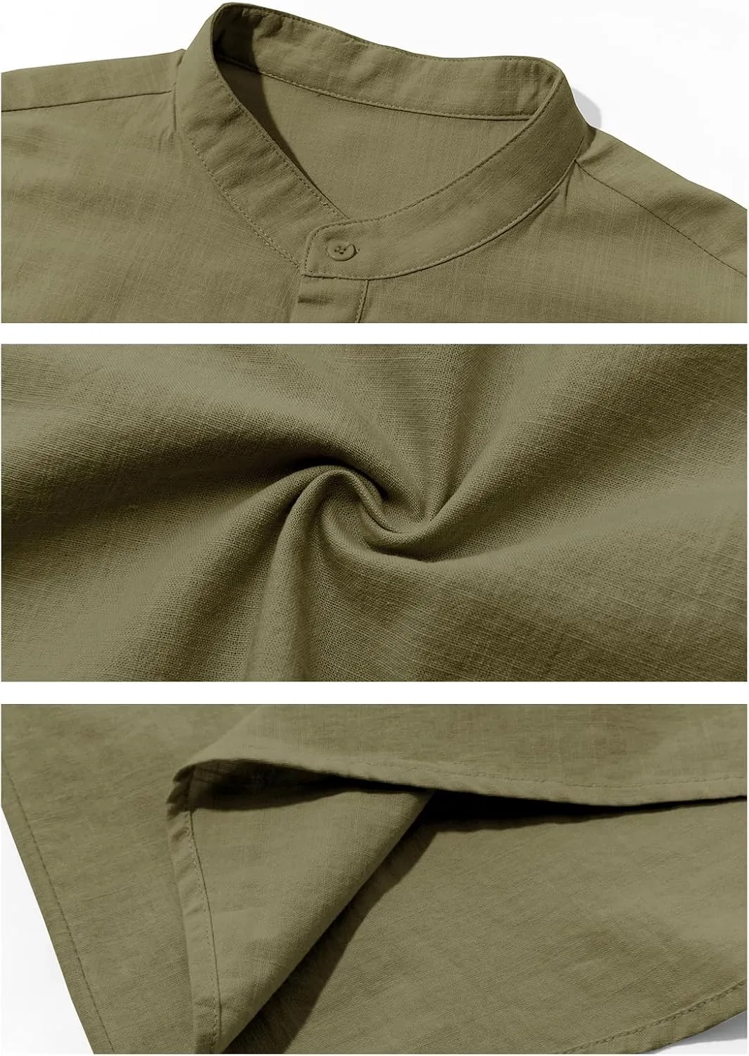 Beotyshow Men 100% Cotton Linen Henley Shirt Casual Short Sleeve Summer T Shirt Pocket Button Tee Top Beach Hippie Shirt