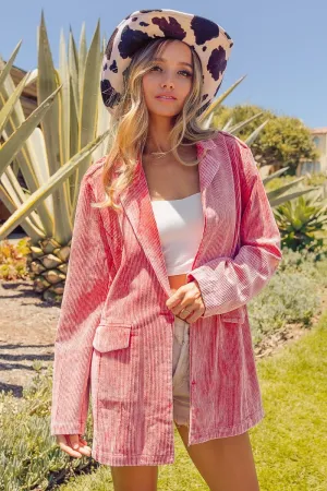 BiBi™ | Ribbed Button Up Long Sleeve Blazer
