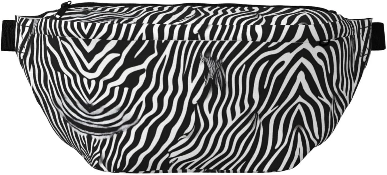 Black & White Zebra Stylish Crossbody Waist Pack - Versatile And Compact Travel Pouch For Hands-Free Storage