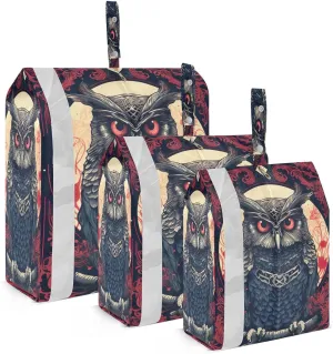 Black Owl Tattoo Pattern Packing Cubes for Travel 3 Set Travel Packing Cubes Luggage Accessories for Packing