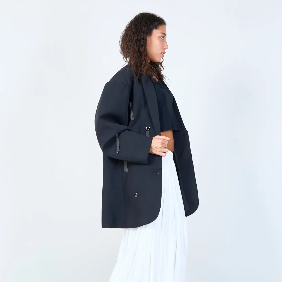 Blazer with tassel embellishments and structured fit wholesale