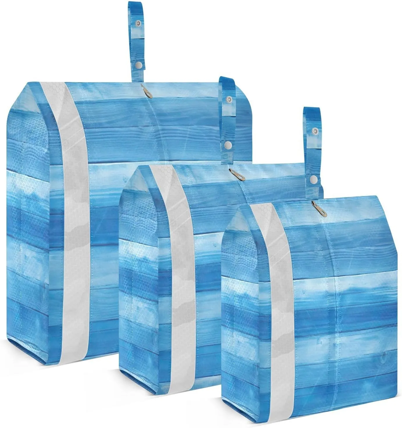 Blue Wooden Texture Packing Cubes for Travel 3 Set Packing Travel Organizer Cubes Luggage Organizer Bags for Carry On