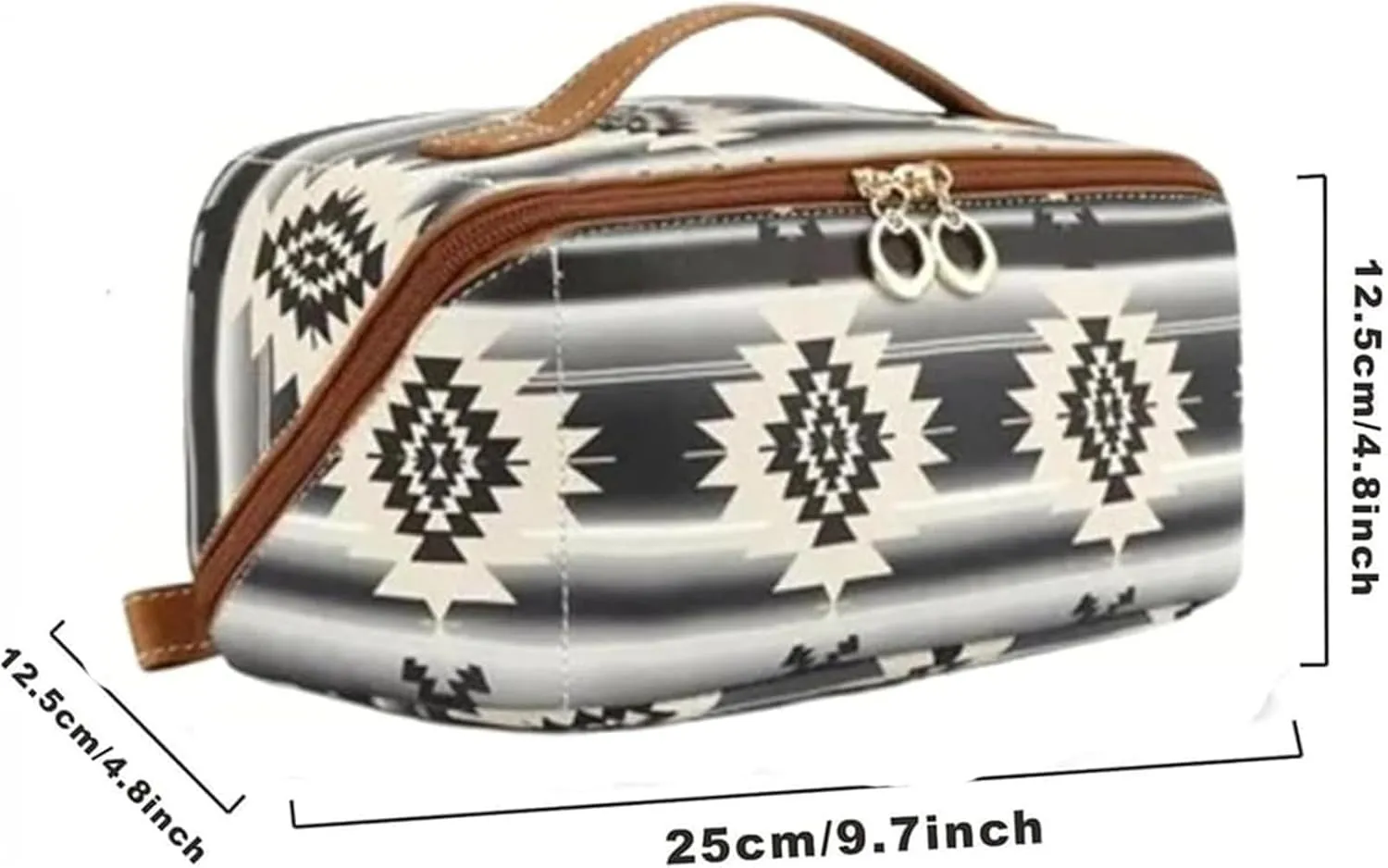 Boho Western Style Makeup Bag, PU Casual Colorblock Makeup Organizer Pouch, Versatile Waterproof Portable Organizer Pouch, Light Curry