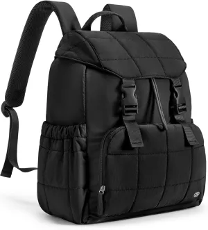 BOSTANTEN Women's Puffer Backpack, Versatile College Laptop Backpack with RFID Pocket, Water Resistant Casual Travel Daypack, Black
