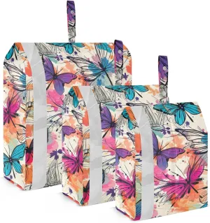 Butterfly Colorful Flower Packing Cubes for Travel 3 Set Compressible Packing Cubes Luggage Accessories for Travel Compression