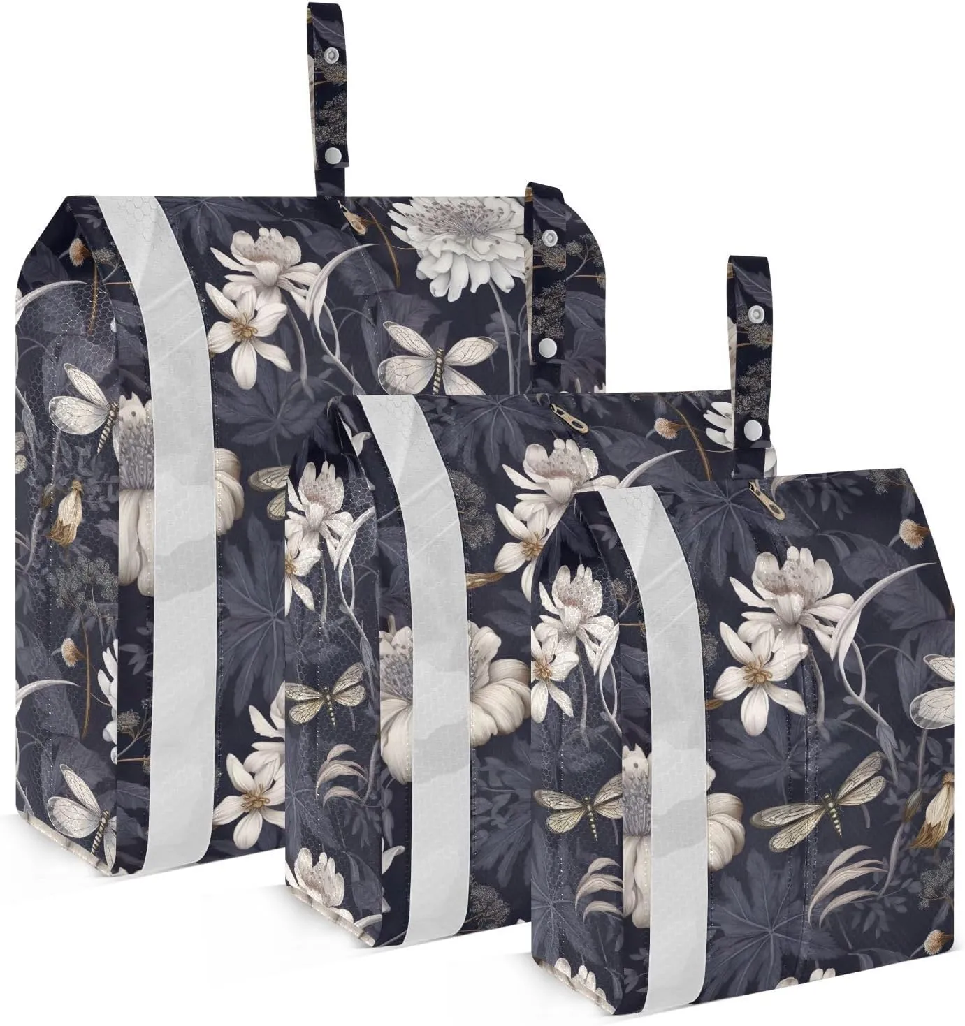 Butterfly White Flowers Packing Cubes for Travel 3 Set Compression Packing Cube Luggage Bags for Travel Accessories
