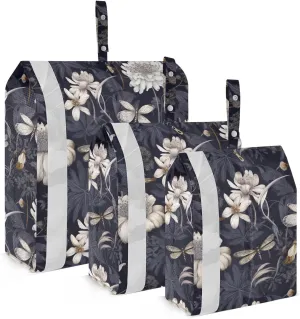 Butterfly White Flowers Packing Cubes for Travel 3 Set Compression Packing Cube Luggage Bags for Travel Accessories