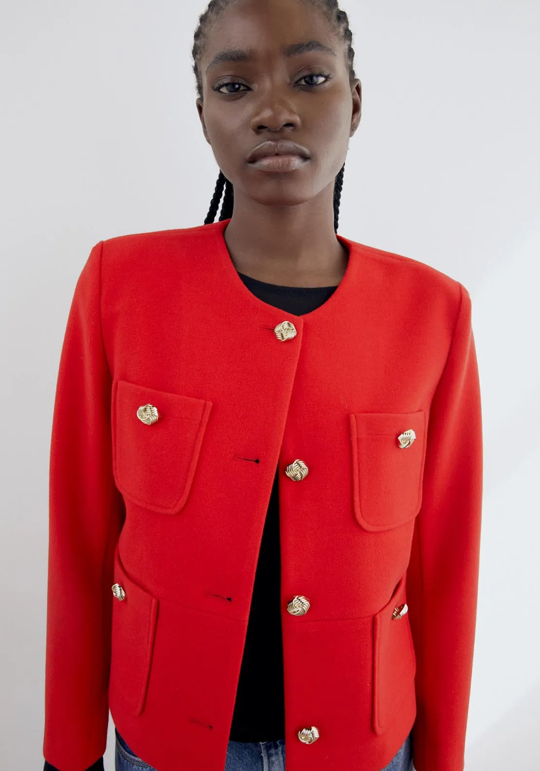 Buttons soft-touch jacket - Red