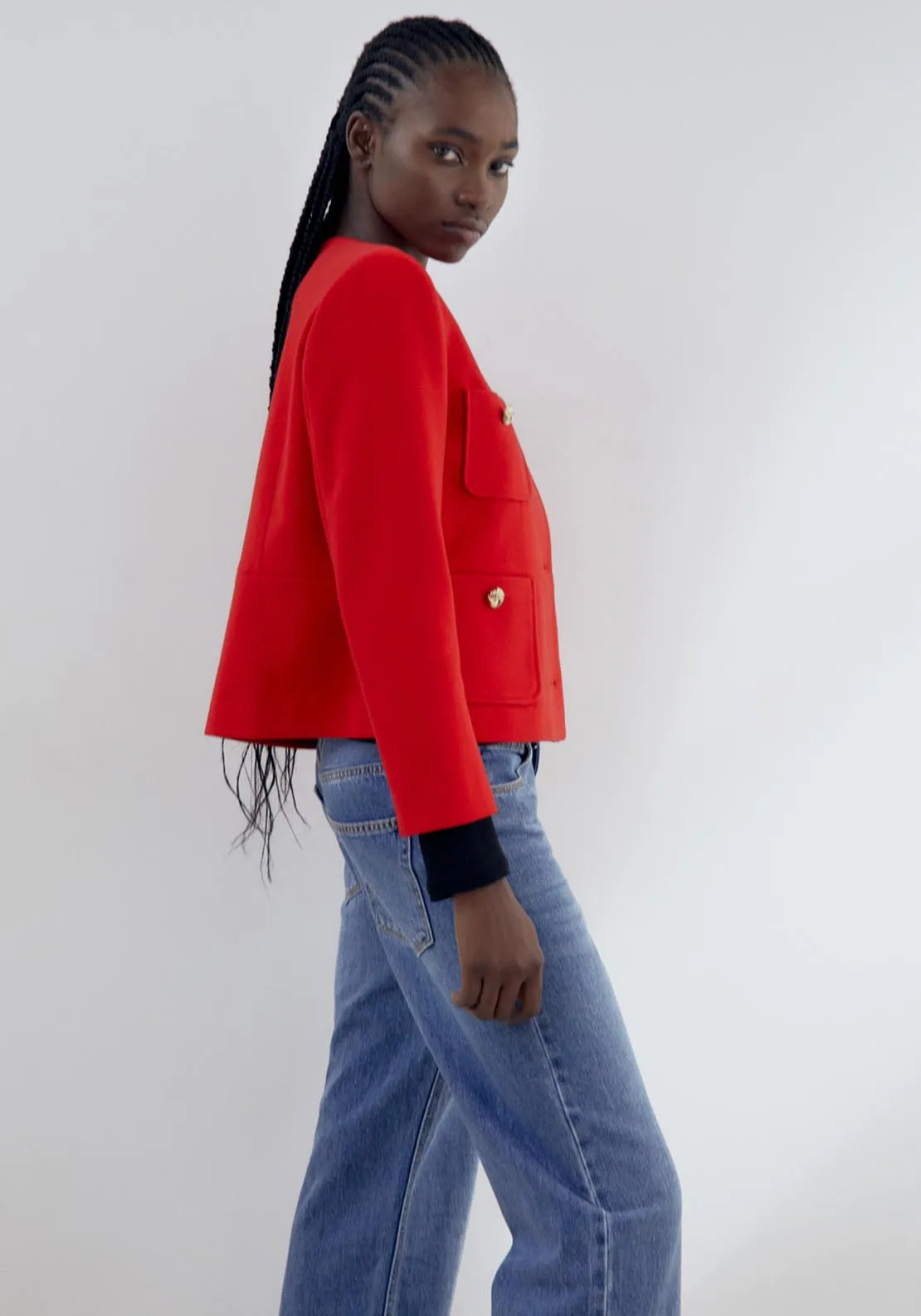 Buttons soft-touch jacket - Red