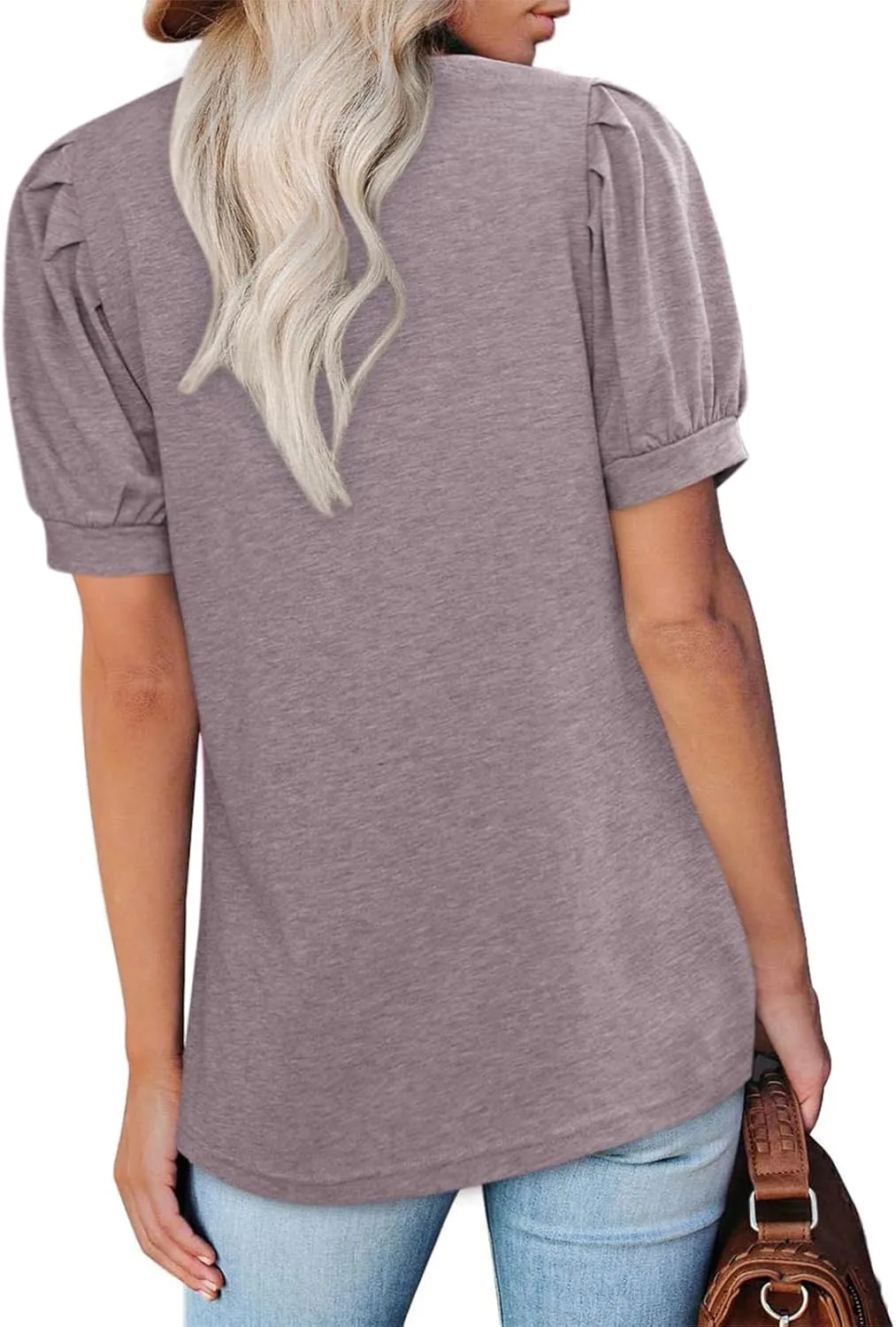 BZB Womens Square Neck Tops Trendy 2025 Short Puff Sleeve T Shirts Summer Casual Tunic Cute Tops S-2XL