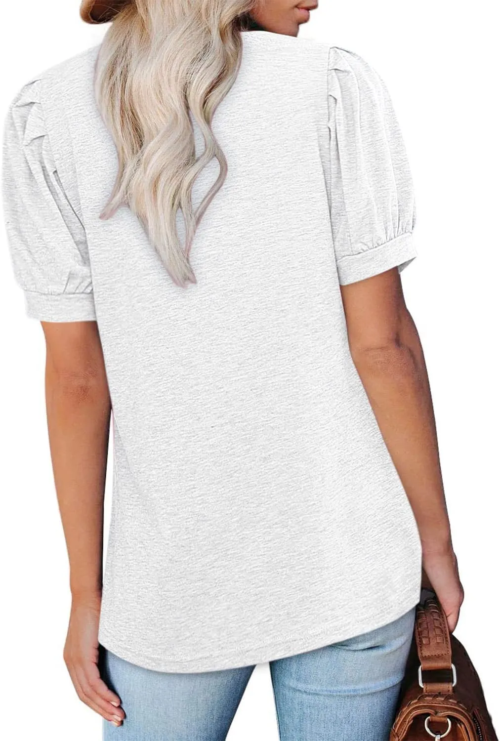BZB Womens Square Neck Tops Trendy 2025 Short Puff Sleeve T Shirts Summer Casual Tunic Cute Tops S-2XL