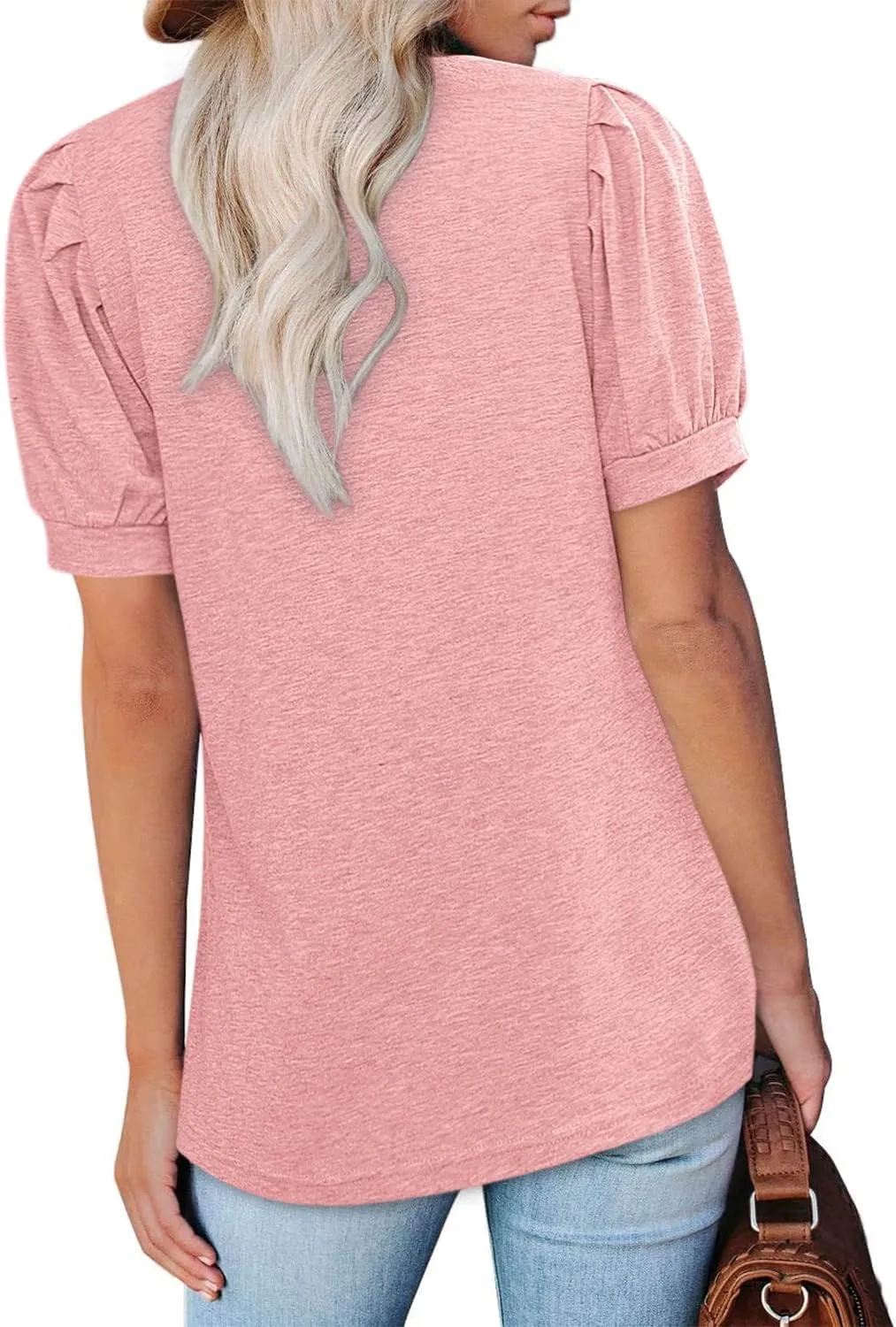 BZB Womens Square Neck Tops Trendy 2025 Short Puff Sleeve T Shirts Summer Casual Tunic Cute Tops S-2XL