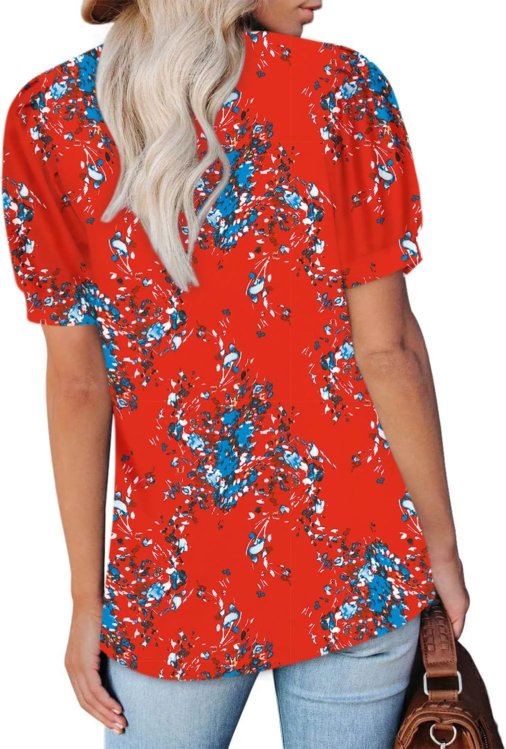BZB Womens Square Neck Tops Trendy 2025 Short Puff Sleeve T Shirts Summer Casual Tunic Cute Tops S-2XL