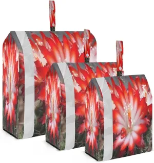 Cactus Red Flowers Packing Cubes for Travel 3 Set Compression Packing Cube Luggage Accessories for Suitcases