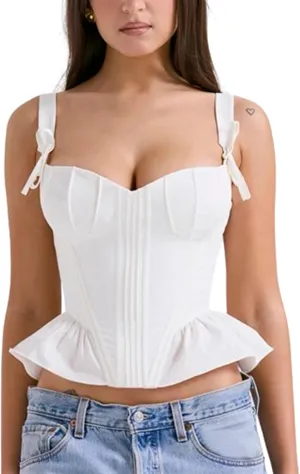 Camisole Tops Summer Women's V Neck Palace Style Tank Top Sexy Slim Fit Sleeveless Chic Bow Tops Streetwear