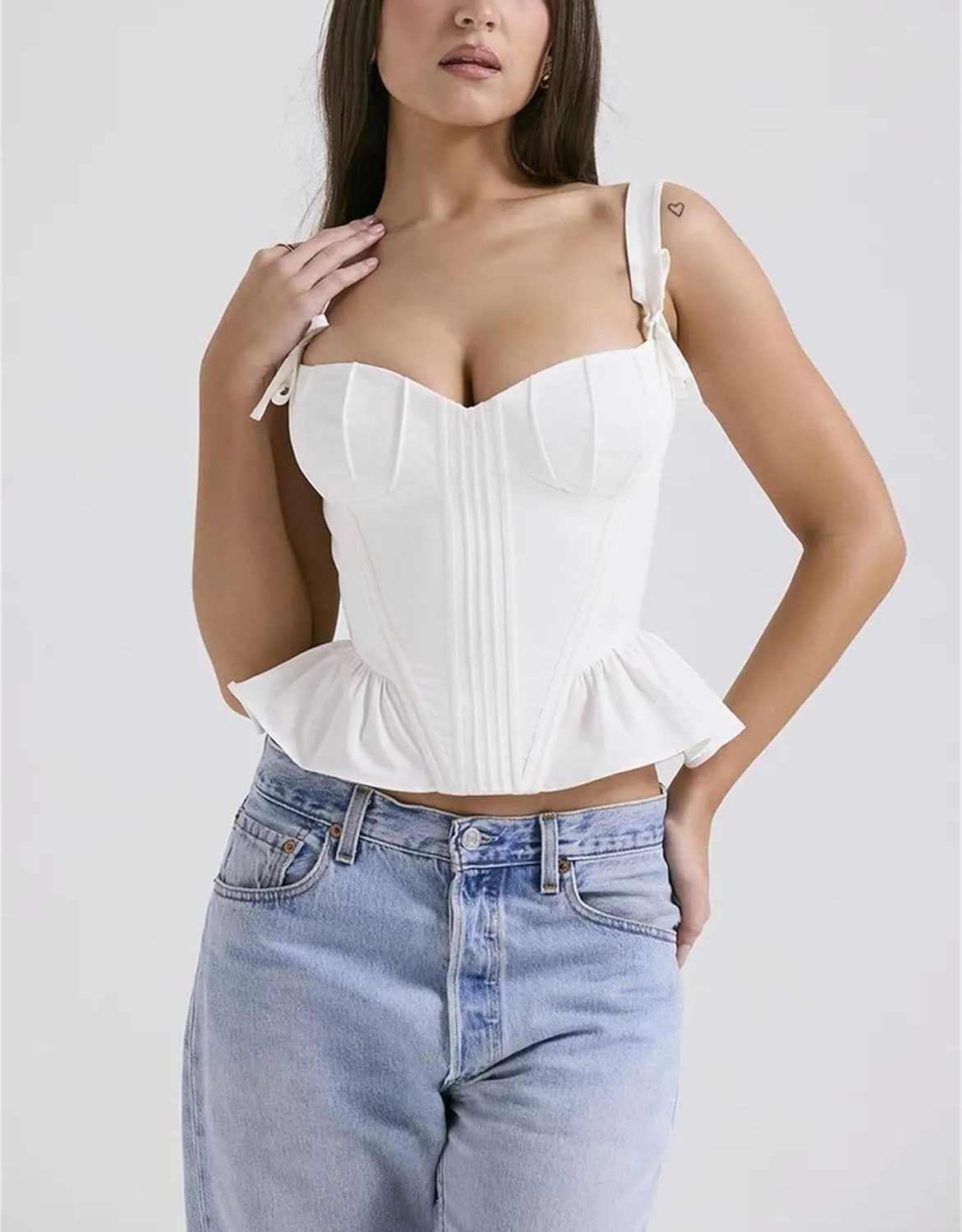 Camisole Tops Summer Women's V Neck Palace Style Tank Top Sexy Slim Fit Sleeveless Chic Bow Tops Streetwear
