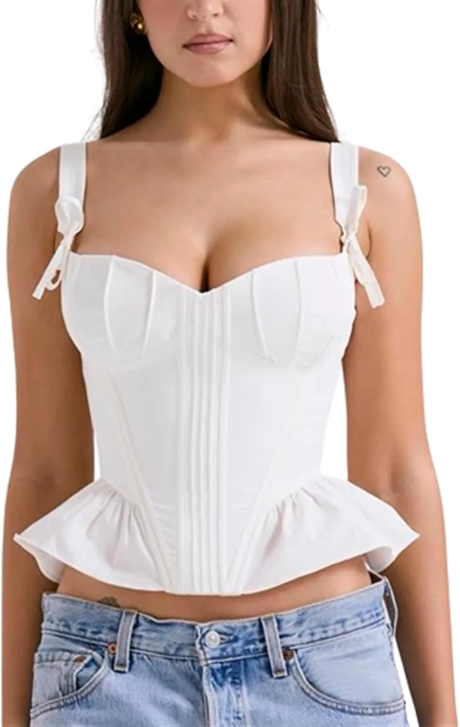Camisole Tops Summer Women's V Neck Palace Style Tank Top Sexy Slim Fit Sleeveless Chic Bow Tops Streetwear
