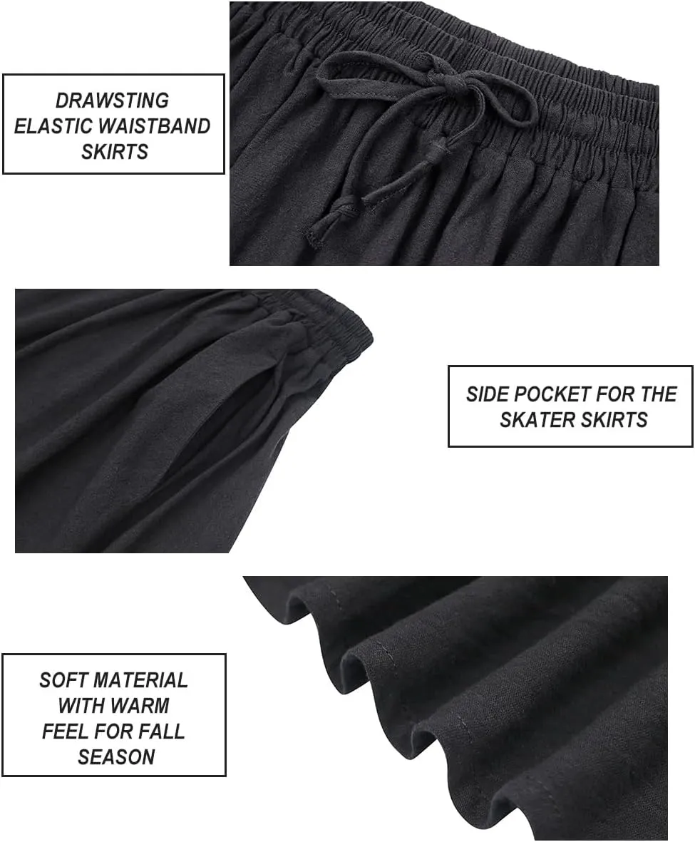 CARCOS Plus Size Midi/Mini Skirks for Women Solid/Star/Striped A Line Flowy High Waist Skirt XL-5XL