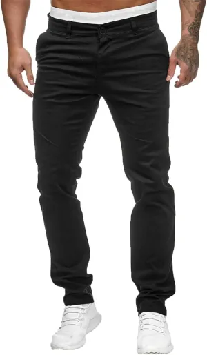 Cargo Pants for Men, Slim Fit Full Length Trousers, Casual Solid Mid Waist Pocket Fashion Workout Pants Streetwear