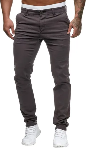 Cargo Pants for Men, Slim Fit Full Length Trousers, Casual Solid Mid Waist Pocket Fashion Workout Pants Streetwear