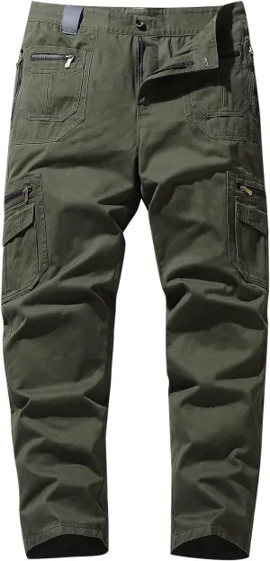 Cargo Pants for Men Slim Fit Stretch Casual Multi-Pocket Straight Sweatpants Loose Joggers Athletic Pants Outdoor