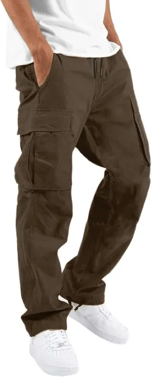 Cargo Pants for Men Straight Leg Hiking Joggers Lightweight Tactical Pant Outdoor Streetwear Trousers with Pocket